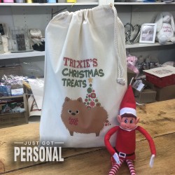 Personalised Dog Santa Sack - Pomeranian - Trixie Design